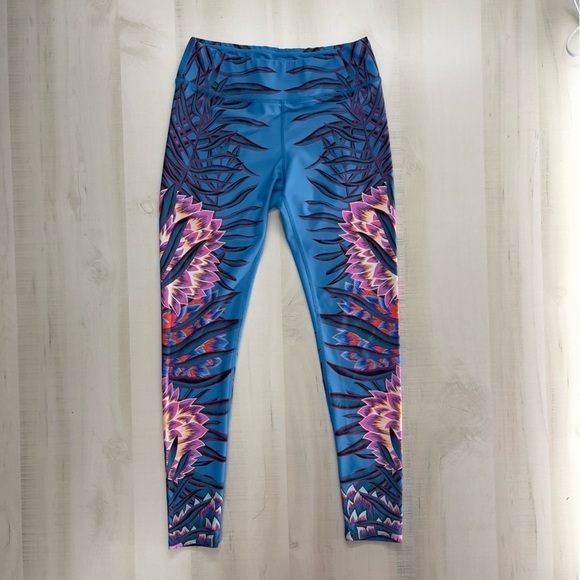 Mara Hoffman Pants - MARA HOFFMAN ACTIVE blue workout floral printed yoga leggings M lotus
